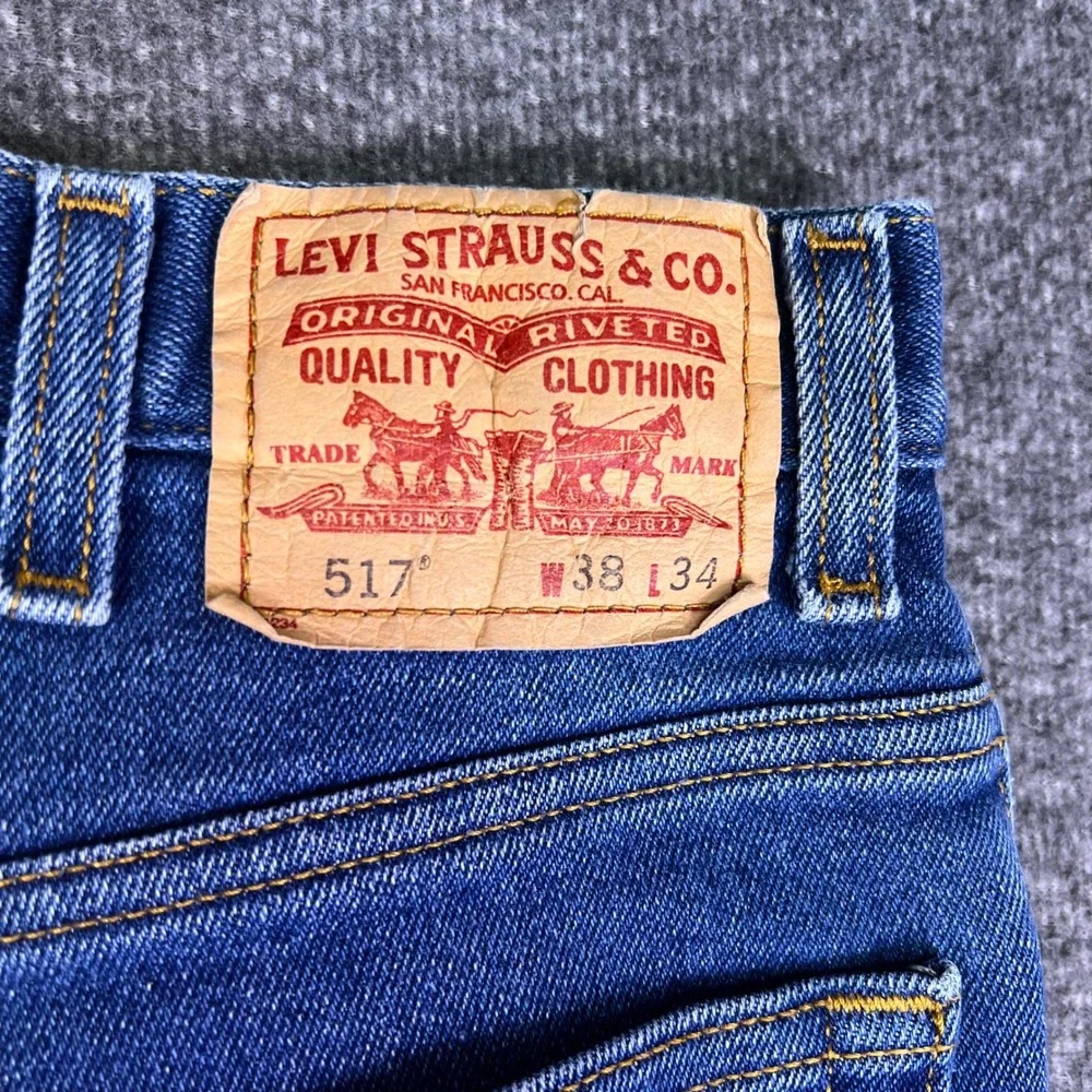 Levis 517 Jeans Men 35x32 Blue Bootcut Denim Western Cowboy Rodeo Retro Tag38x34